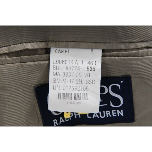 Ralph Lauren Chaps Mens Blazer Size 46 Long Black Tan Herringbone Sport Coat - Picture 6 of 10